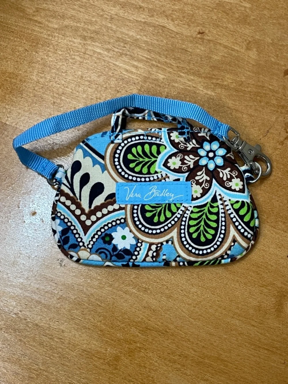 Vera Bradley Blue Floral Patterned Luggage Tag with Strap - Picture 2 of 6